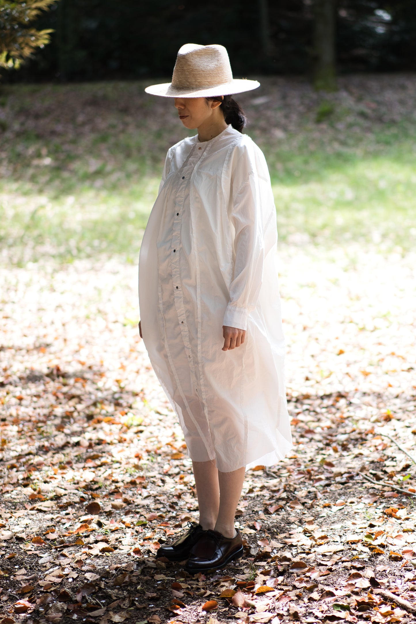 超細番手タイプライターシャツワンピース/Superfine cotton shirts dress/White