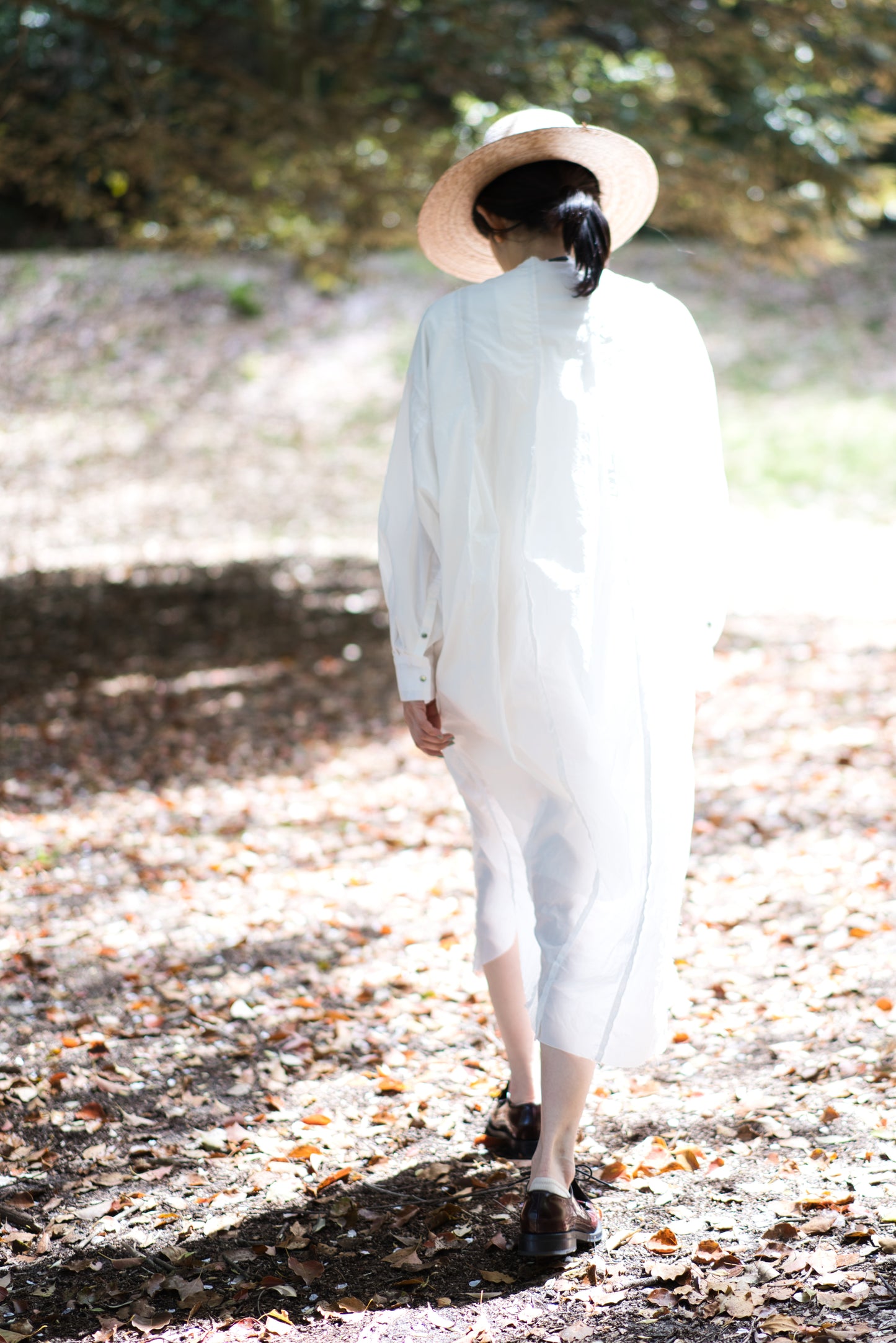 超細番手タイプライターシャツワンピース/Superfine cotton shirts dress/White