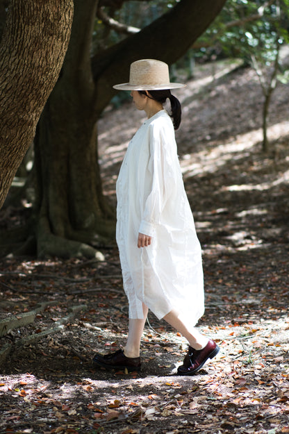 超細番手タイプライターシャツワンピース/Superfine cotton shirts dress/White