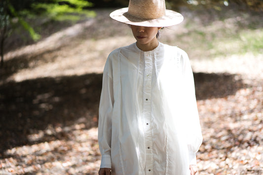 超細番手タイプライターシャツワンピース/Superfine cotton shirts dress/White