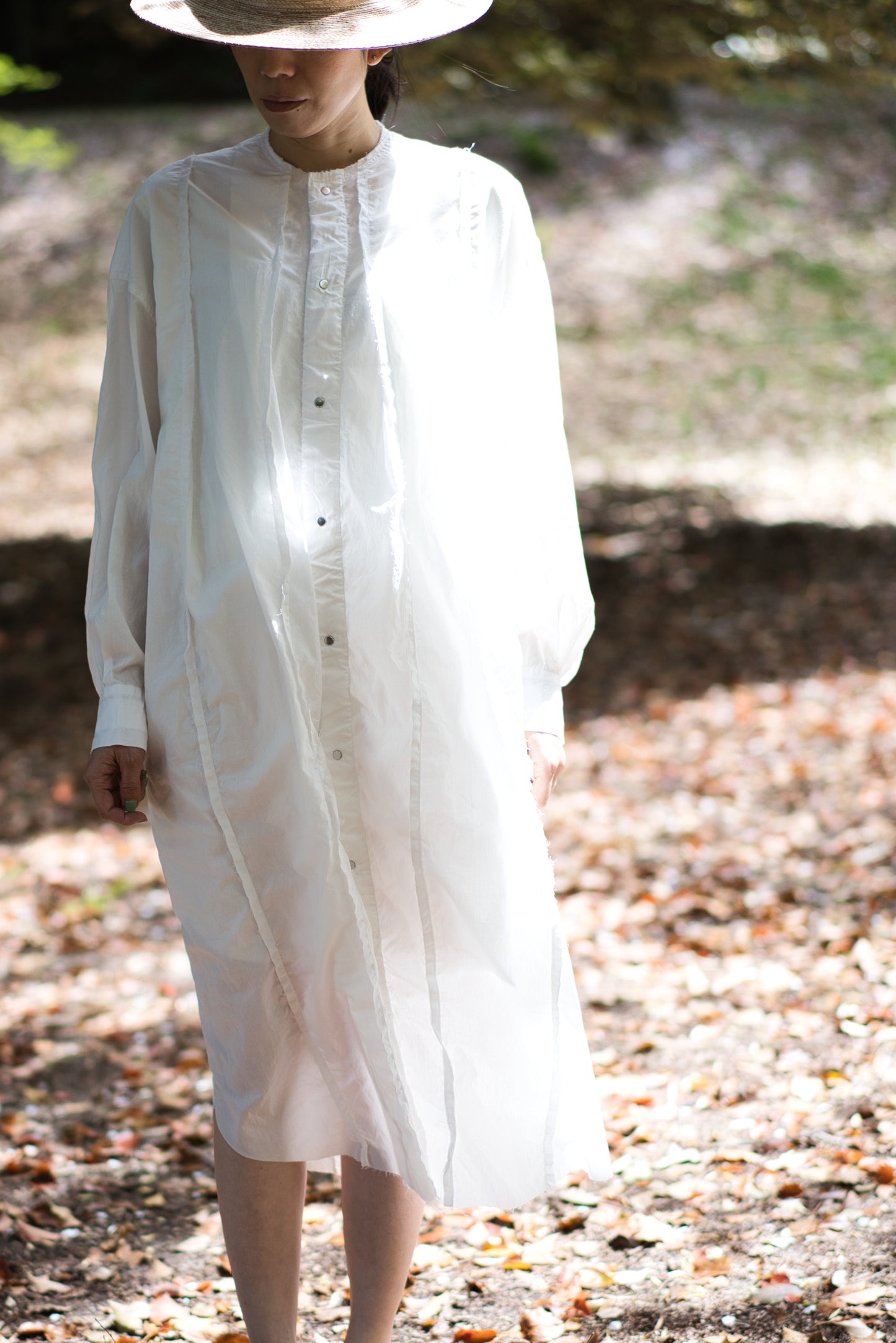 超細番手タイプライターシャツワンピース/Superfine cotton shirts dress/White