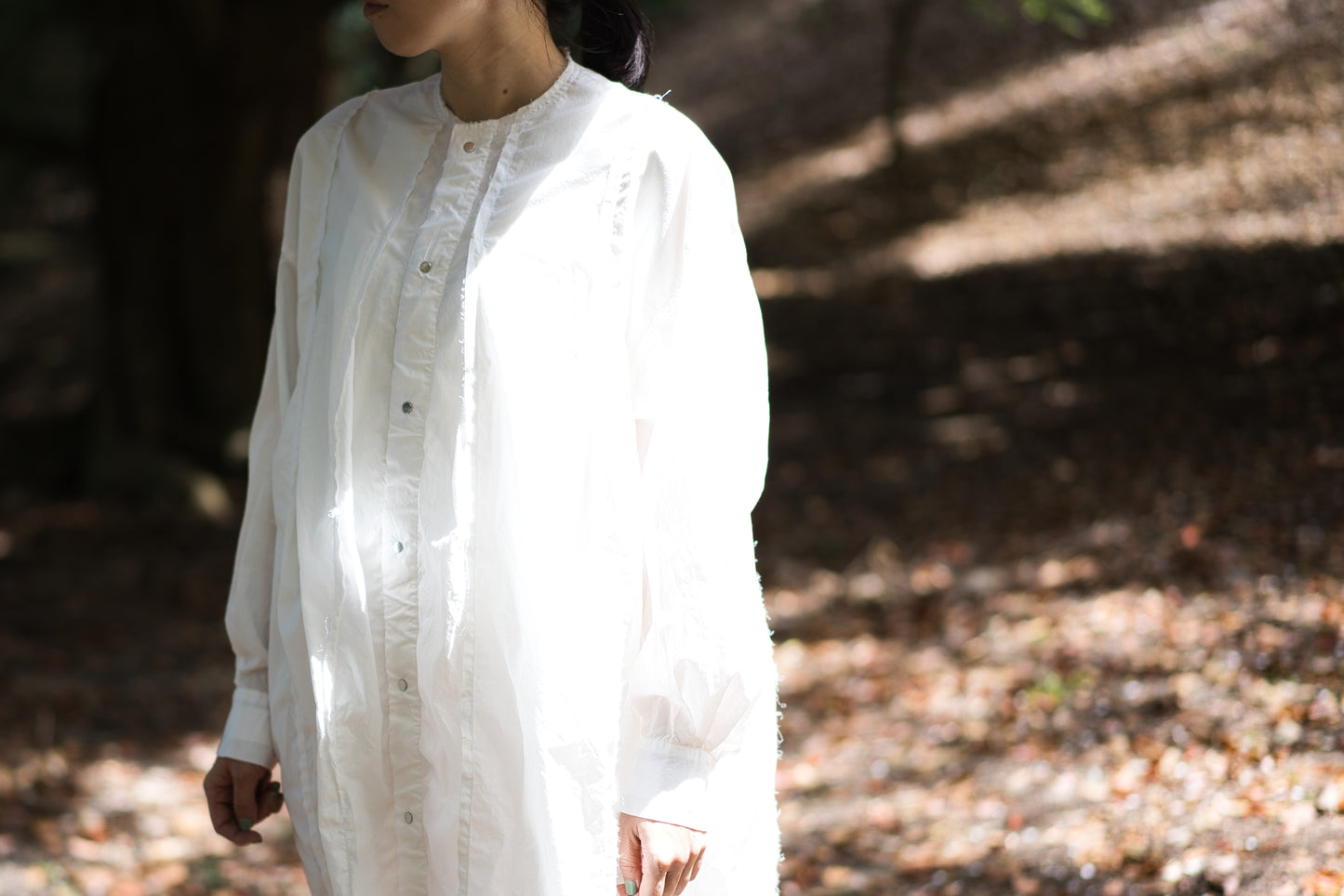 超細番手タイプライターシャツワンピース/Superfine cotton shirts dress/White