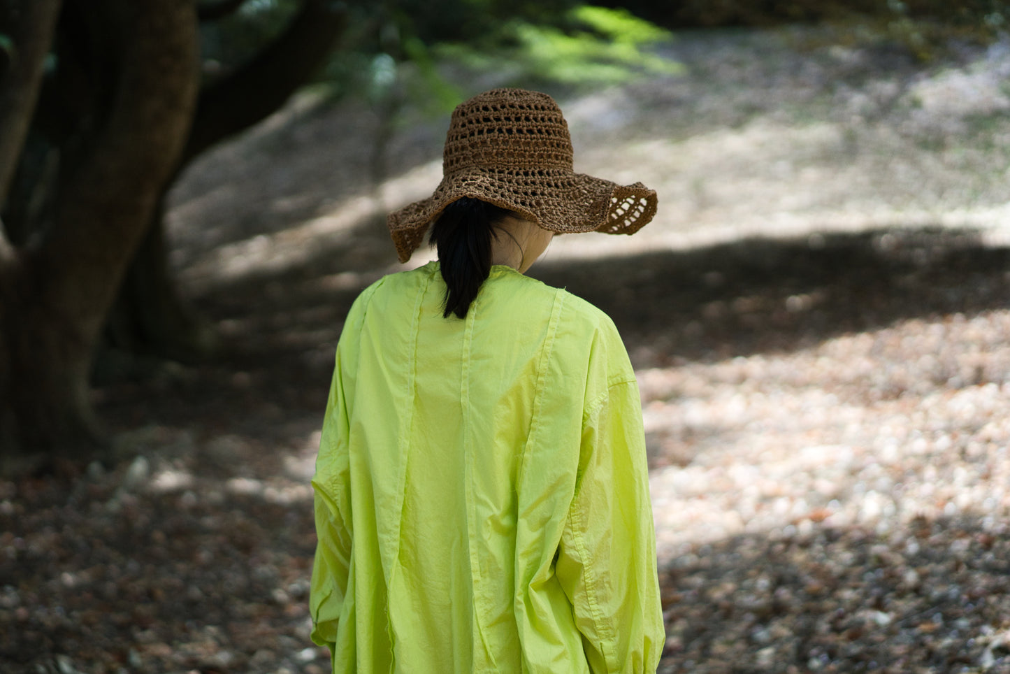 超細番手タイプライターシャツワンピース/Superfine cotton shirts dress/Lime yellow