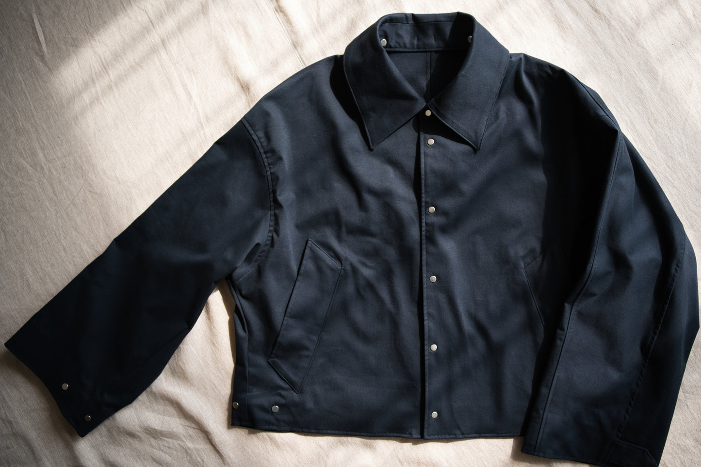 Cotton Twill Trucker Jacket/Navy