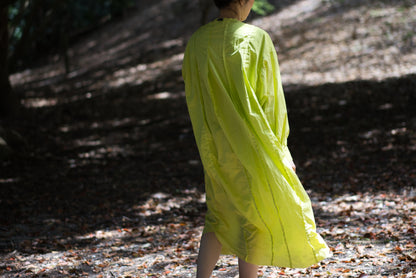 超細番手タイプライターシャツワンピース/Superfine cotton shirts dress/Lime yellow