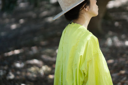 超細番手タイプライターシャツワンピース/Superfine cotton shirts dress/Lime yellow