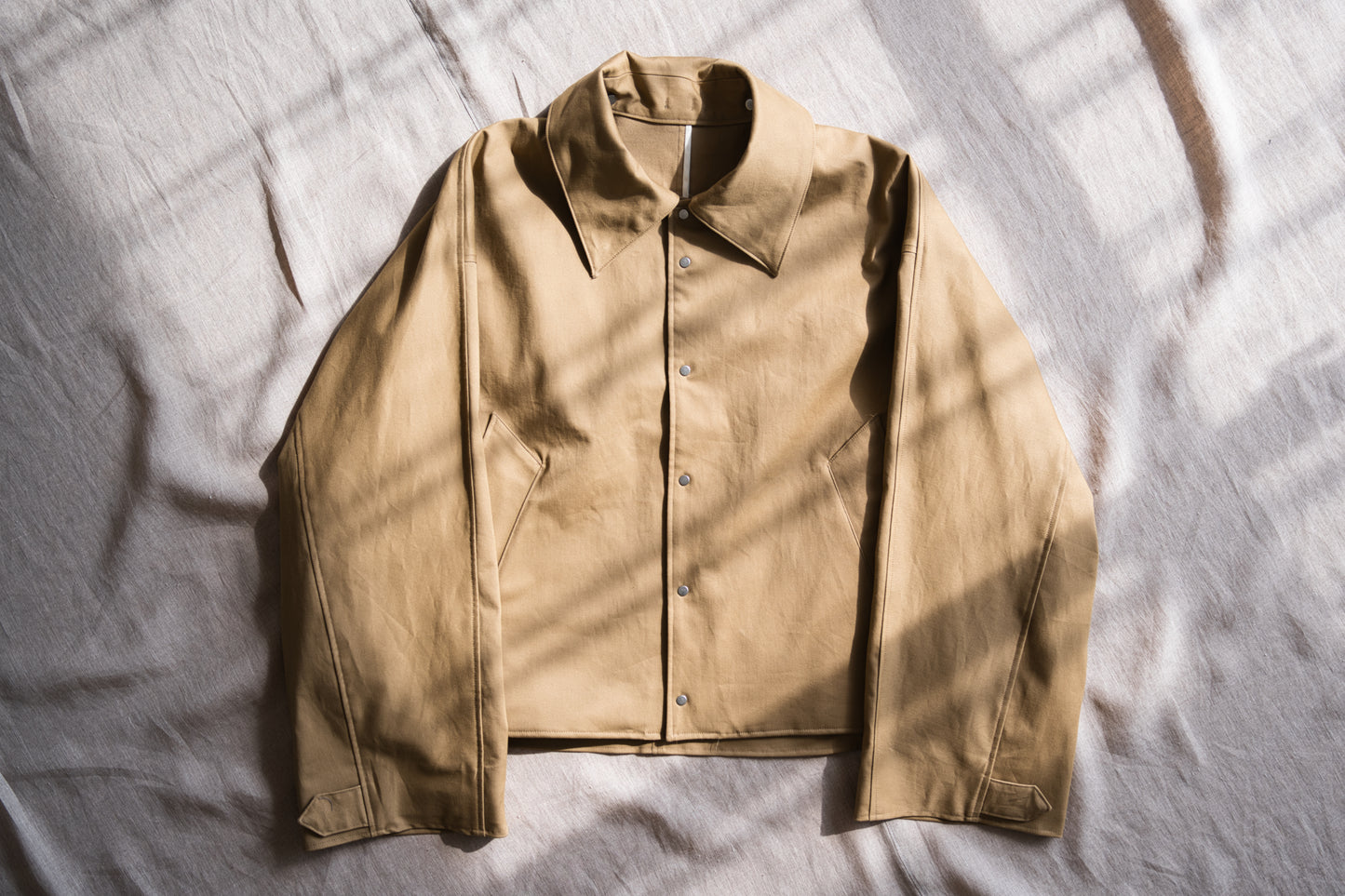Cotton Twill Trucker Jacket/Beige
