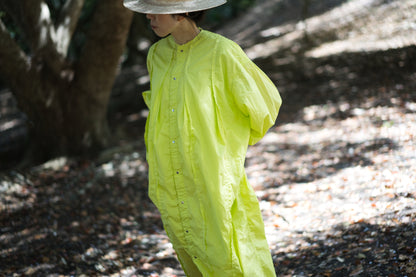 超細番手タイプライターシャツワンピース/Superfine cotton shirts dress/Lime yellow