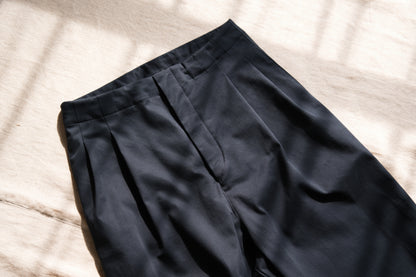 Cotton Twill W Tuck Pants/Navy