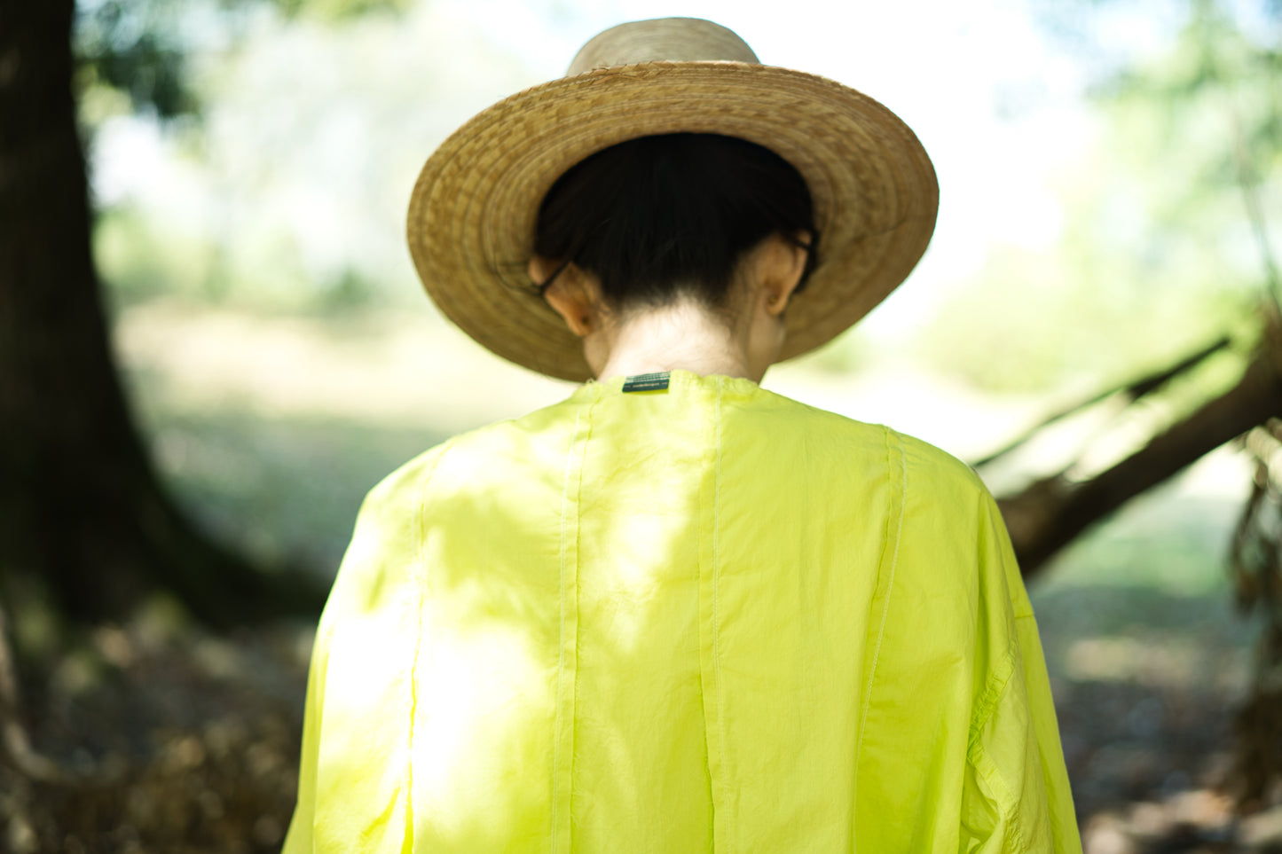 超細番手タイプライターシャツワンピース/Superfine cotton shirts dress/Lime yellow