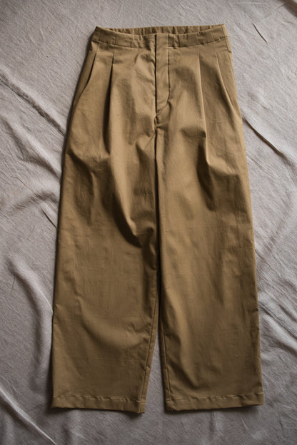Cotton Twill W Tuck Pants/Beige