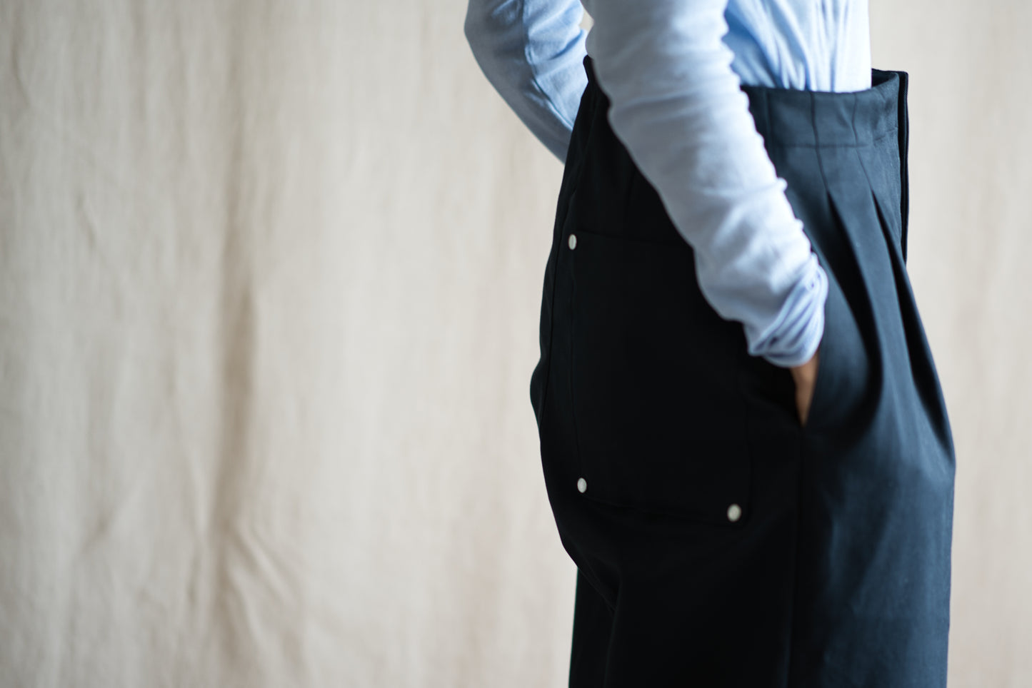 Cotton Twill W Tuck Pants/Navy