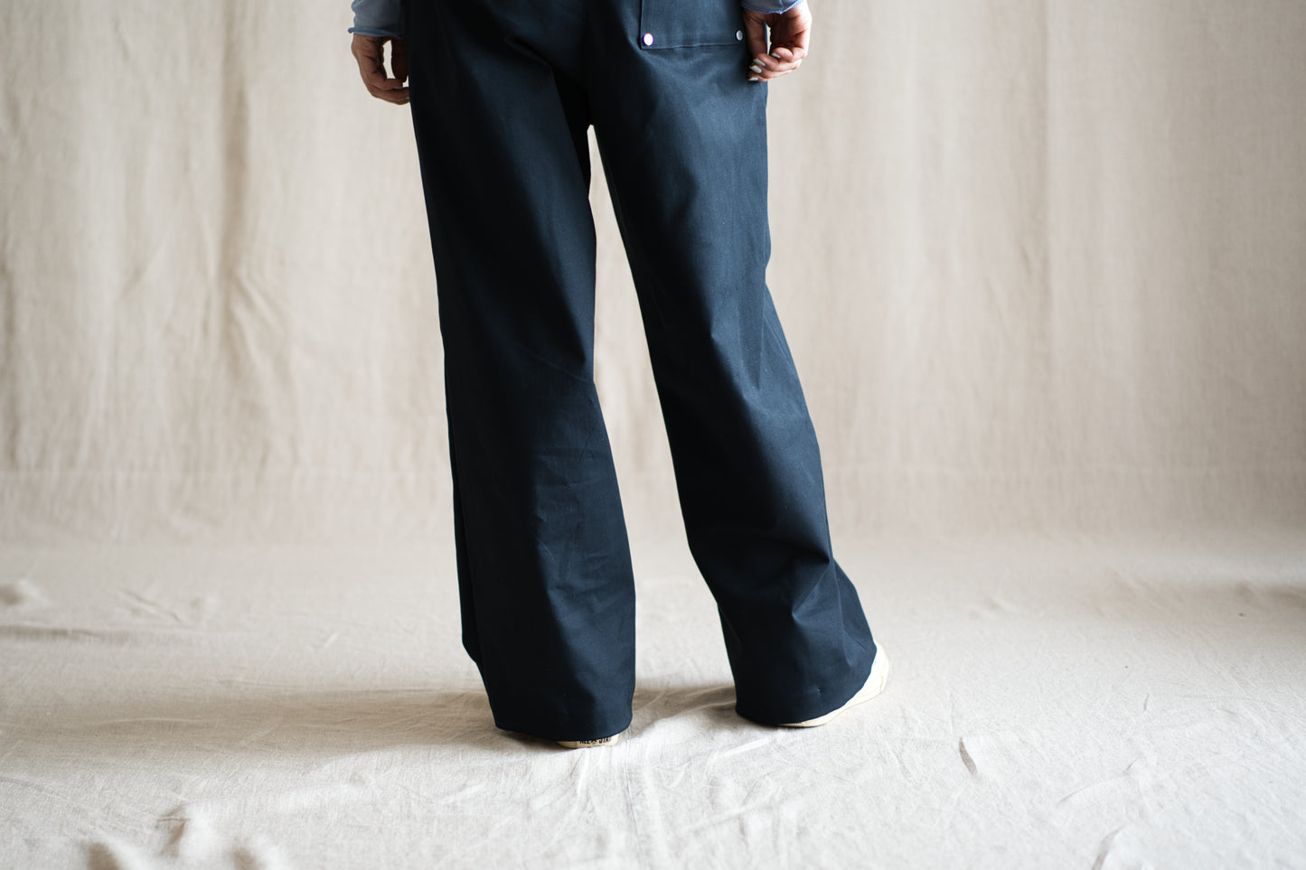 Cotton Twill W Tuck Pants/Navy