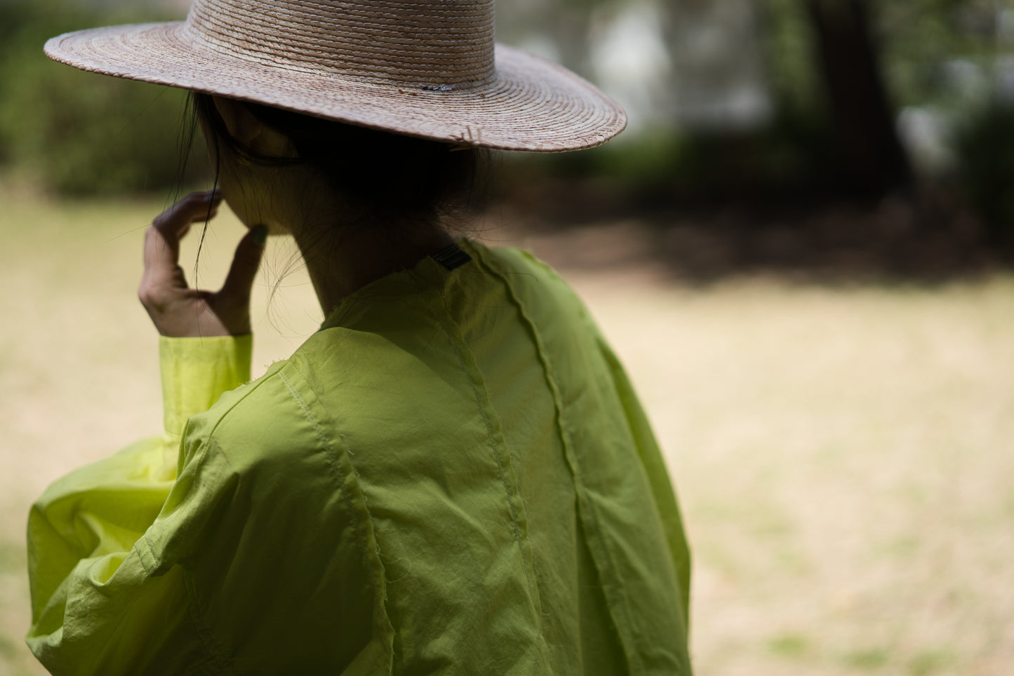 超細番手タイプライターシャツワンピース/Superfine cotton shirts dress/Lime yellow