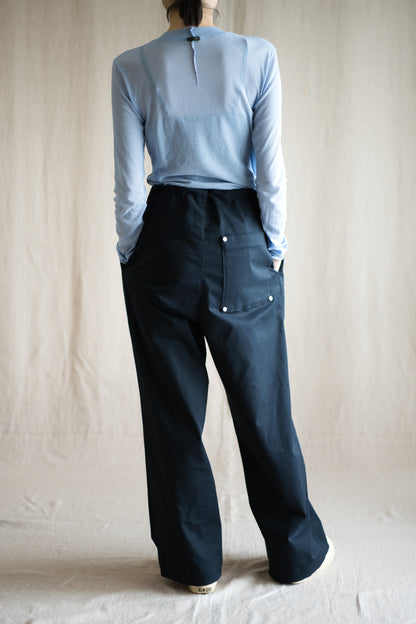 Cotton Twill W Tuck Pants/Navy