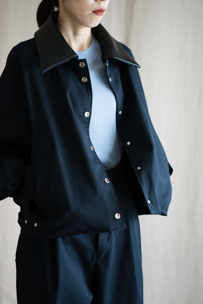 Cotton Twill Trucker Jacket/Navy