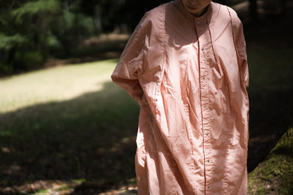 超細番手タイプライターシャツワンピース/Superfine cotton shirts dress/Pink