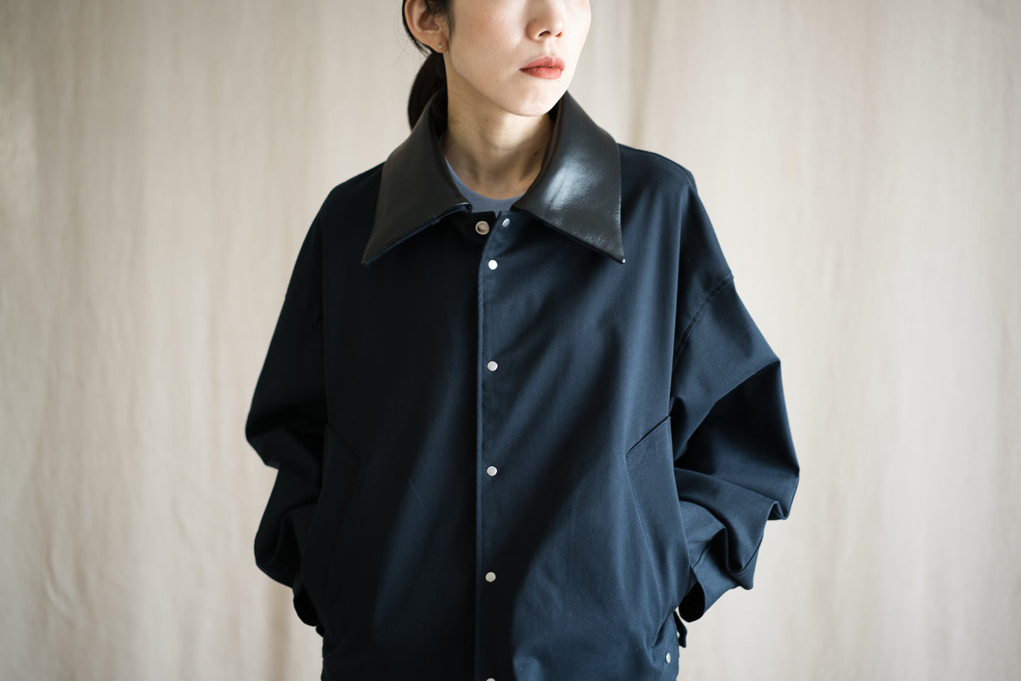 Cotton Twill Trucker Jacket/Navy