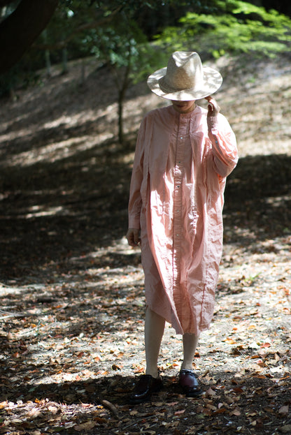 超細番手タイプライターシャツワンピース/Superfine cotton shirts dress/Pink