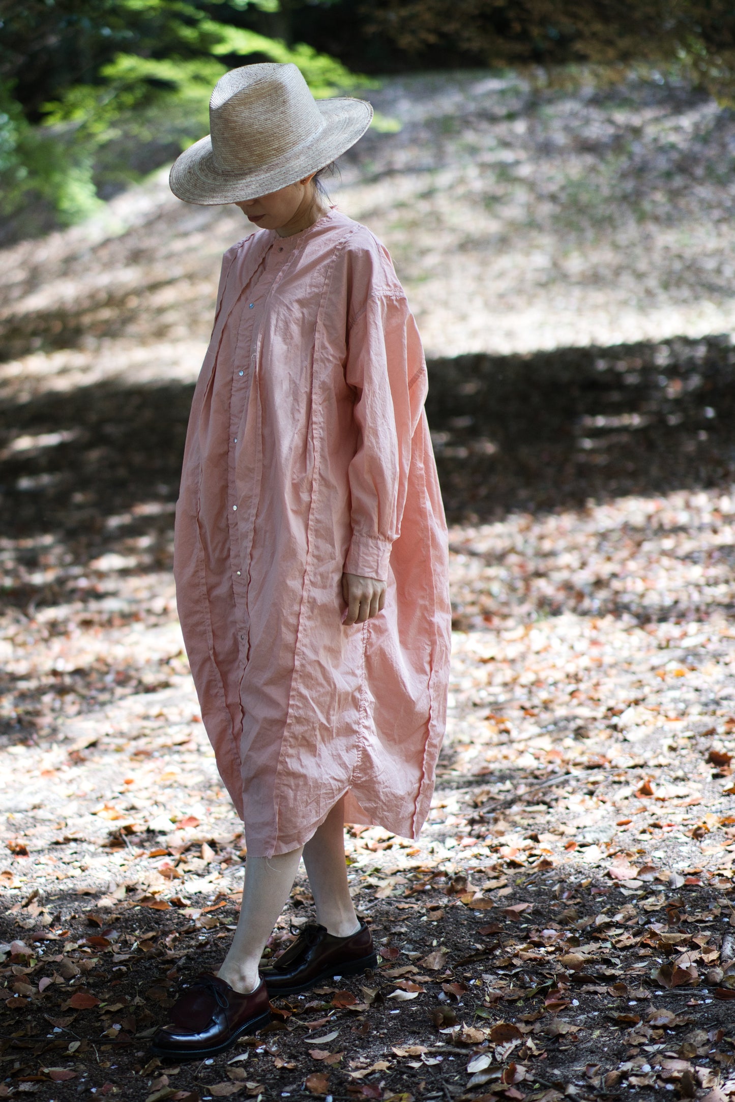 超細番手タイプライターシャツワンピース/Superfine cotton shirts dress/Pink