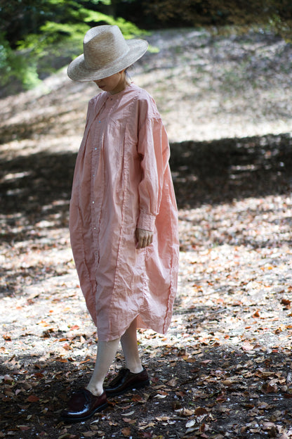 超細番手タイプライターシャツワンピース/Superfine cotton shirts dress/Pink