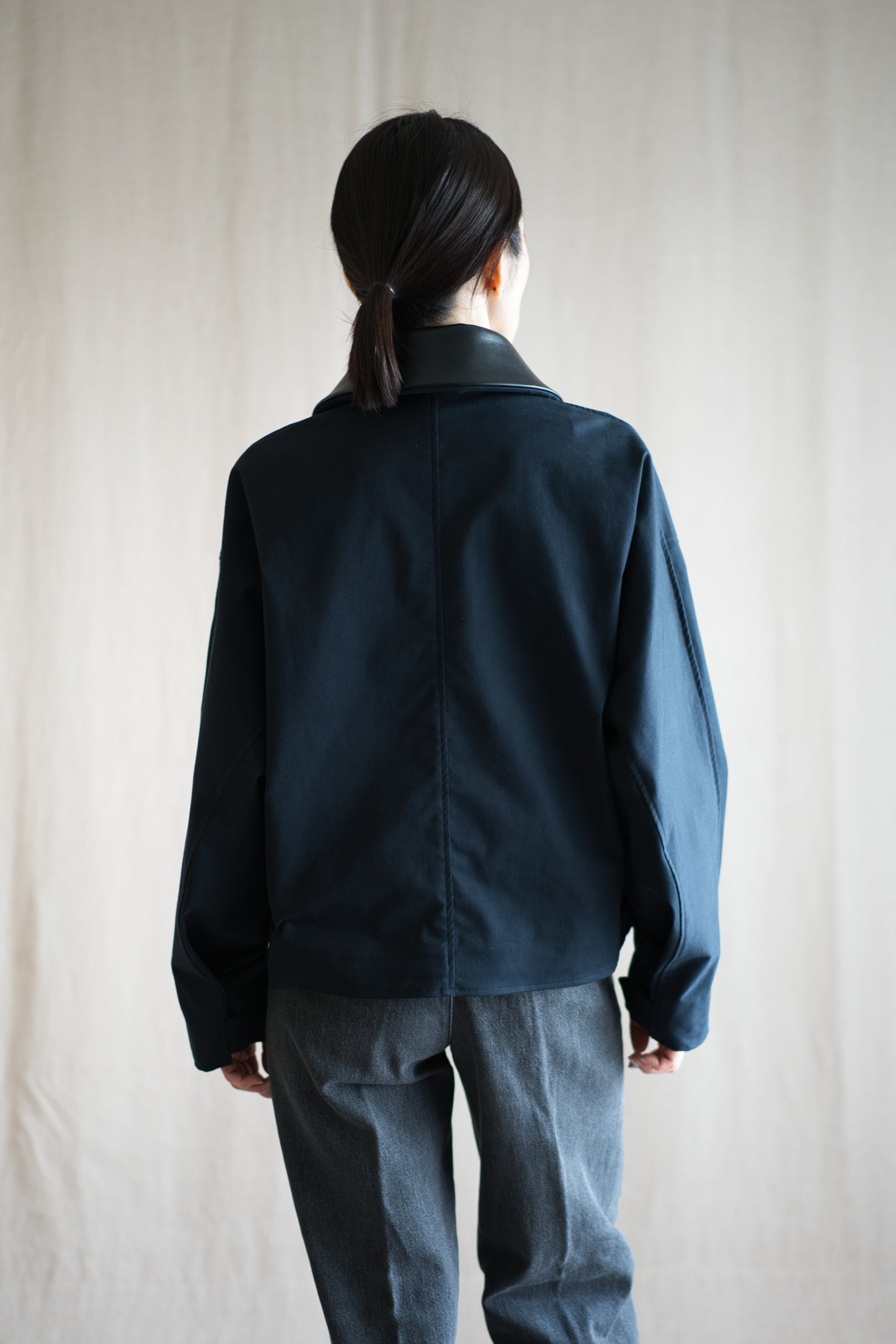 Cotton Twill Trucker Jacket/Navy