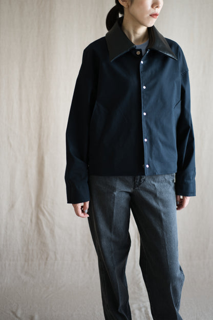 Cotton Twill Trucker Jacket/Navy