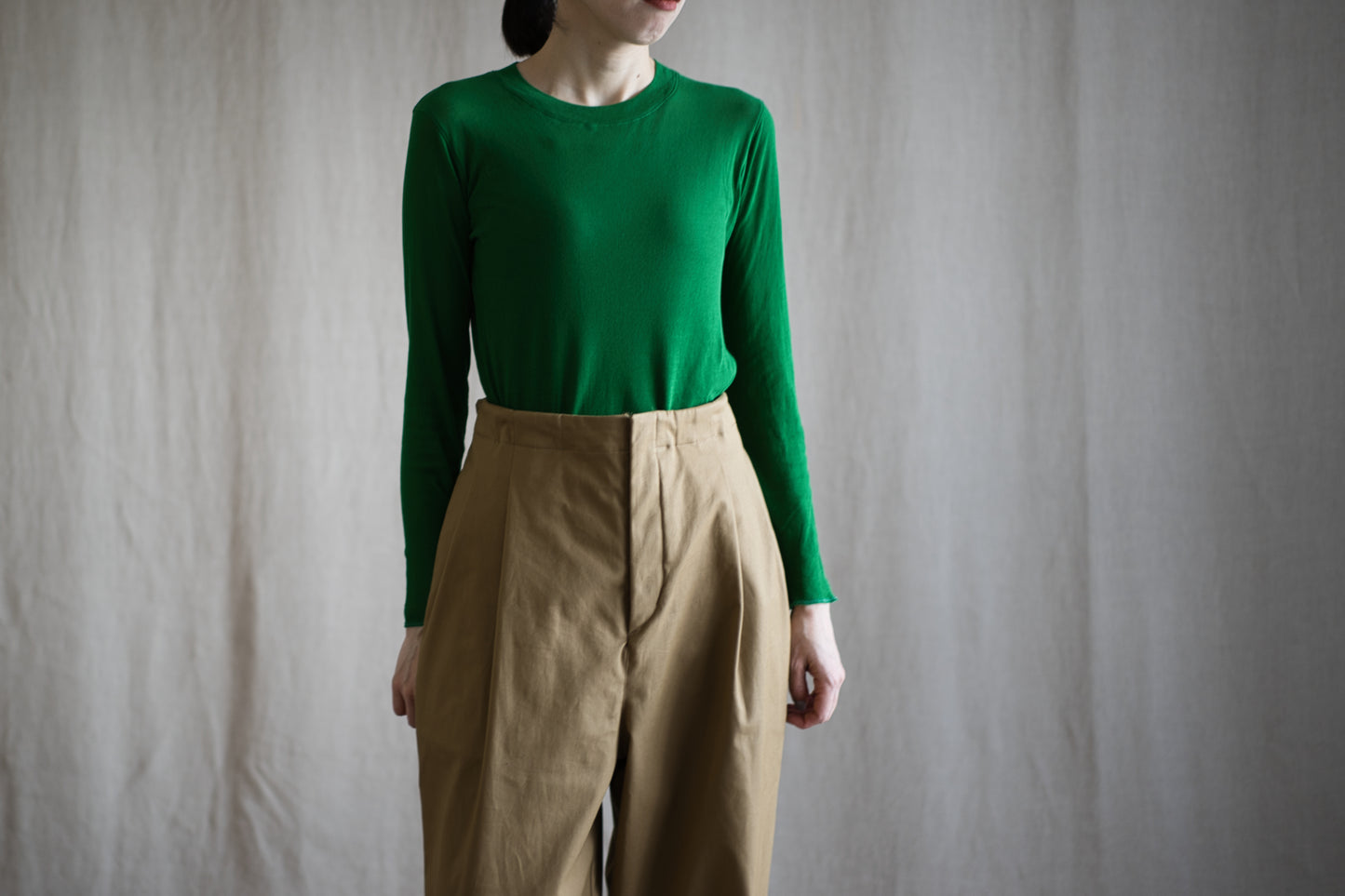 Cotton Twill W Tuck Pants/Beige