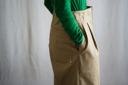 Cotton Twill W Tuck Pants/Beige