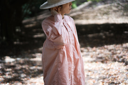 超細番手タイプライターシャツワンピース/Superfine cotton shirts dress/Pink