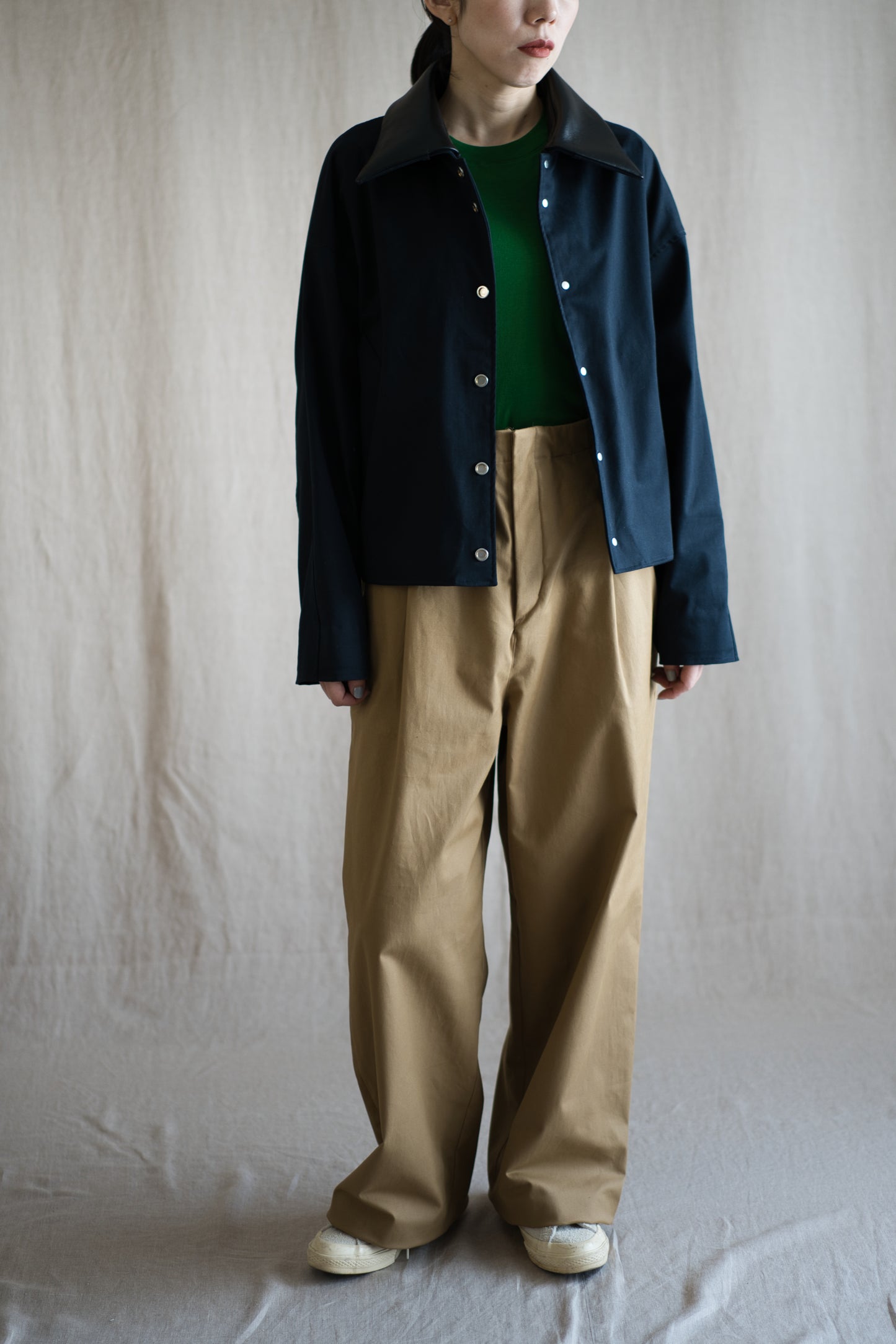 Cotton Twill Trucker Jacket/Navy