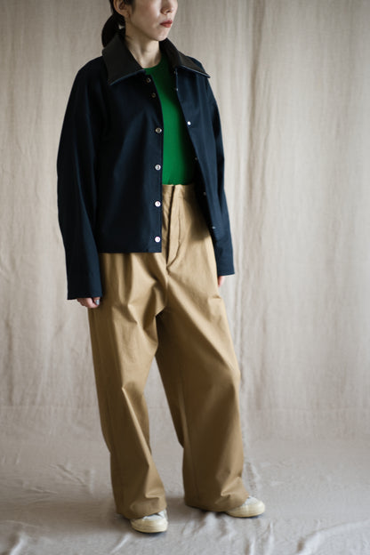 Cotton Twill W Tuck Pants/Beige