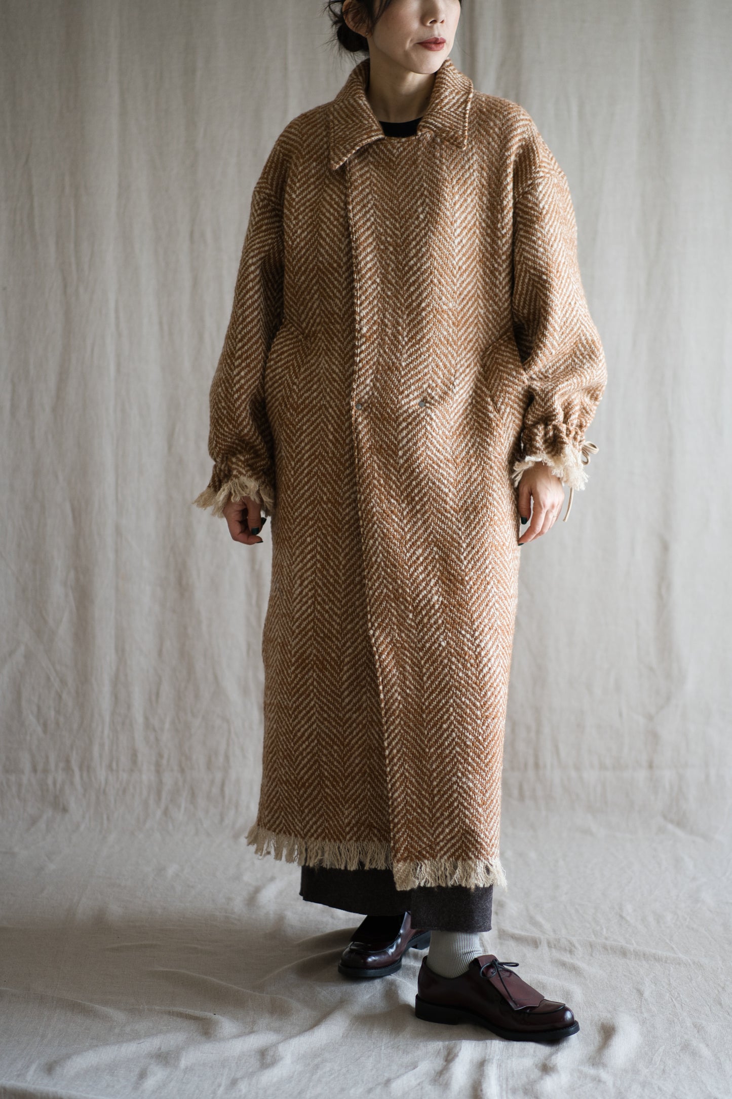 ロービングウールチェスターコート/Roving Wool Chester Coat/Gold Brown