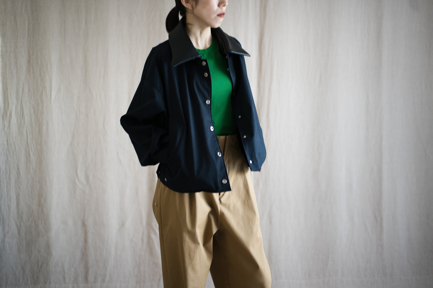 Cotton Twill Trucker Jacket/Navy