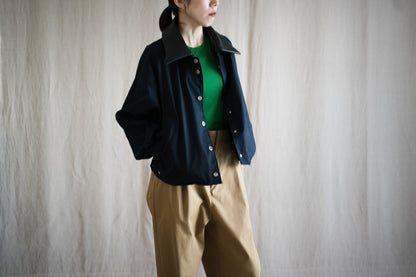 Cotton Twill Trucker Jacket/Navy