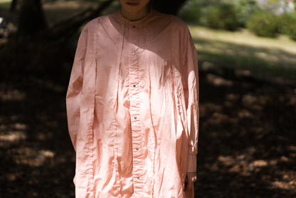 超細番手タイプライターシャツワンピース/Superfine cotton shirts dress/Pink