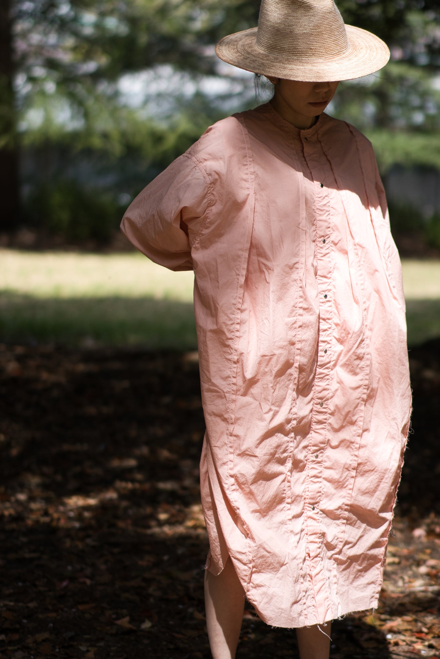 超細番手タイプライターシャツワンピース/Superfine cotton shirts dress/Pink