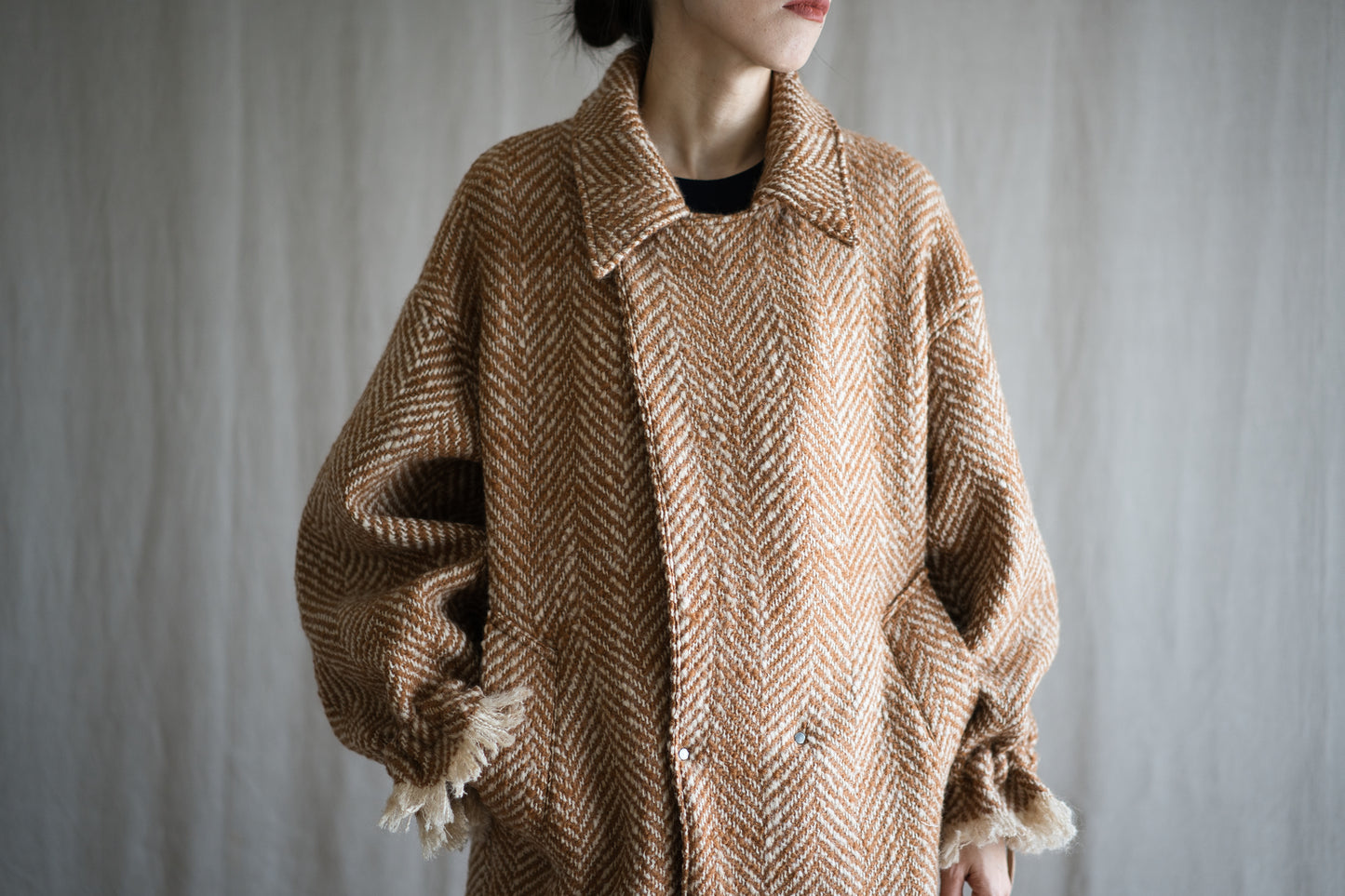 ロービングウールチェスターコート/Roving Wool Chester Coat/Gold Brown