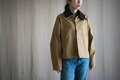 Cotton Twill Trucker Jacket/Beige