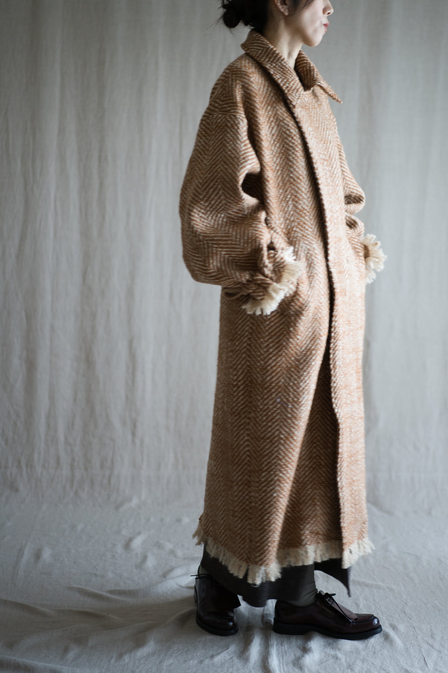 ロービングウールチェスターコート/Roving Wool Chester Coat/Gold Brown