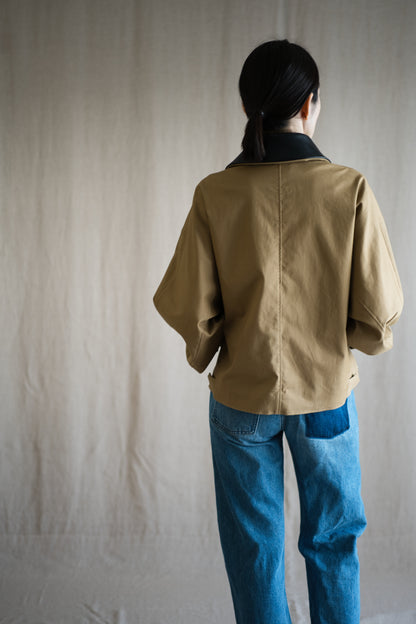 Cotton Twill Trucker Jacket/Beige