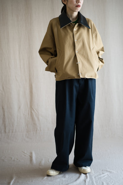 Cotton Twill W Tuck Pants/Navy