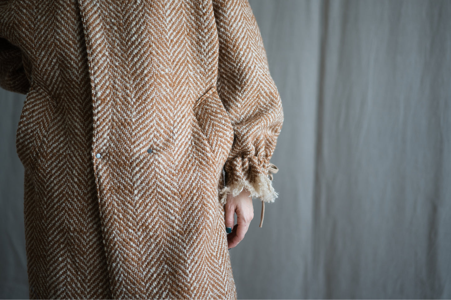 ロービングウールチェスターコート/Roving Wool Chester Coat/Gold Brown