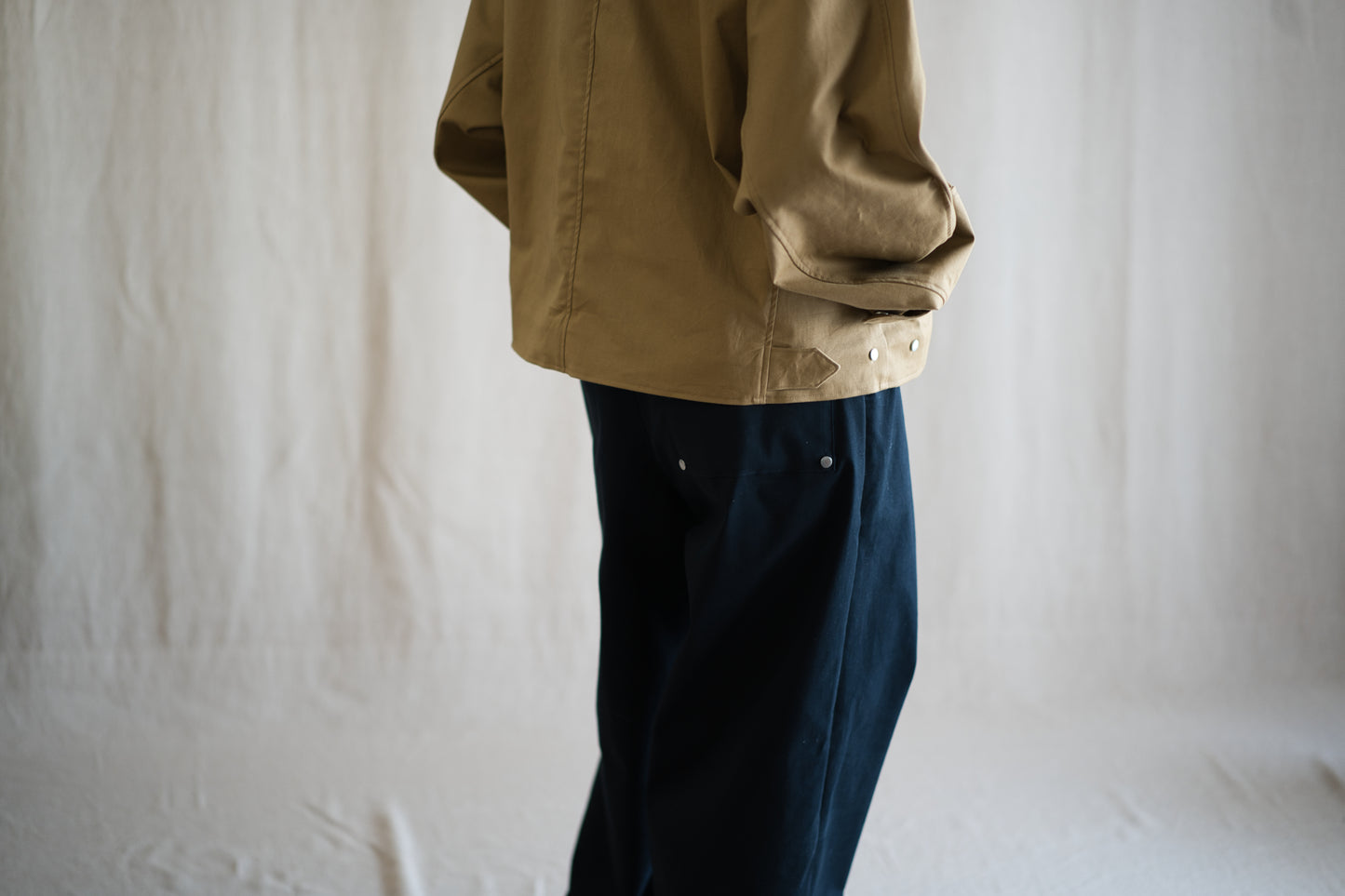 Cotton Twill W Tuck Pants/Navy