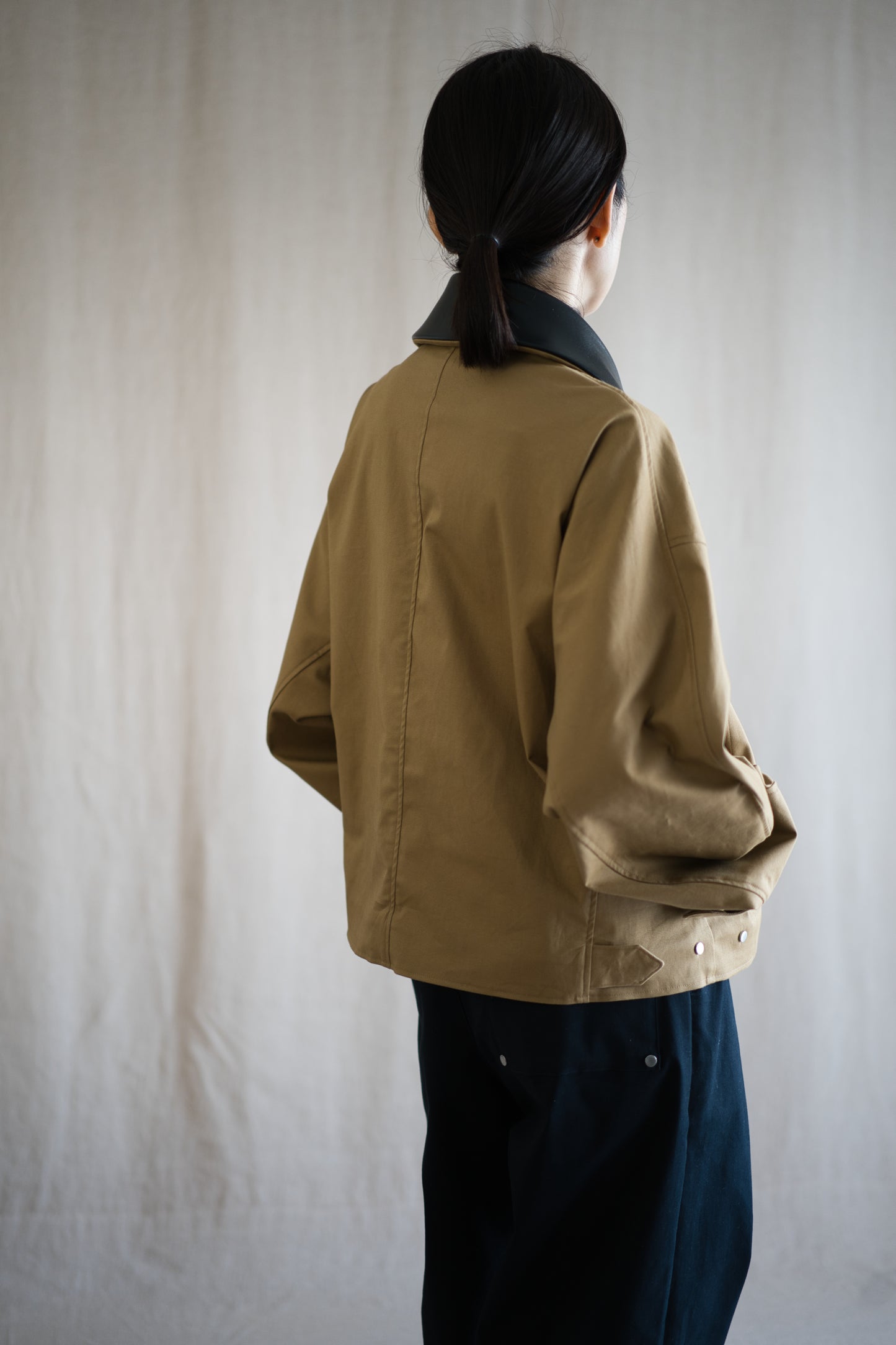 Cotton Twill Trucker Jacket/Beige