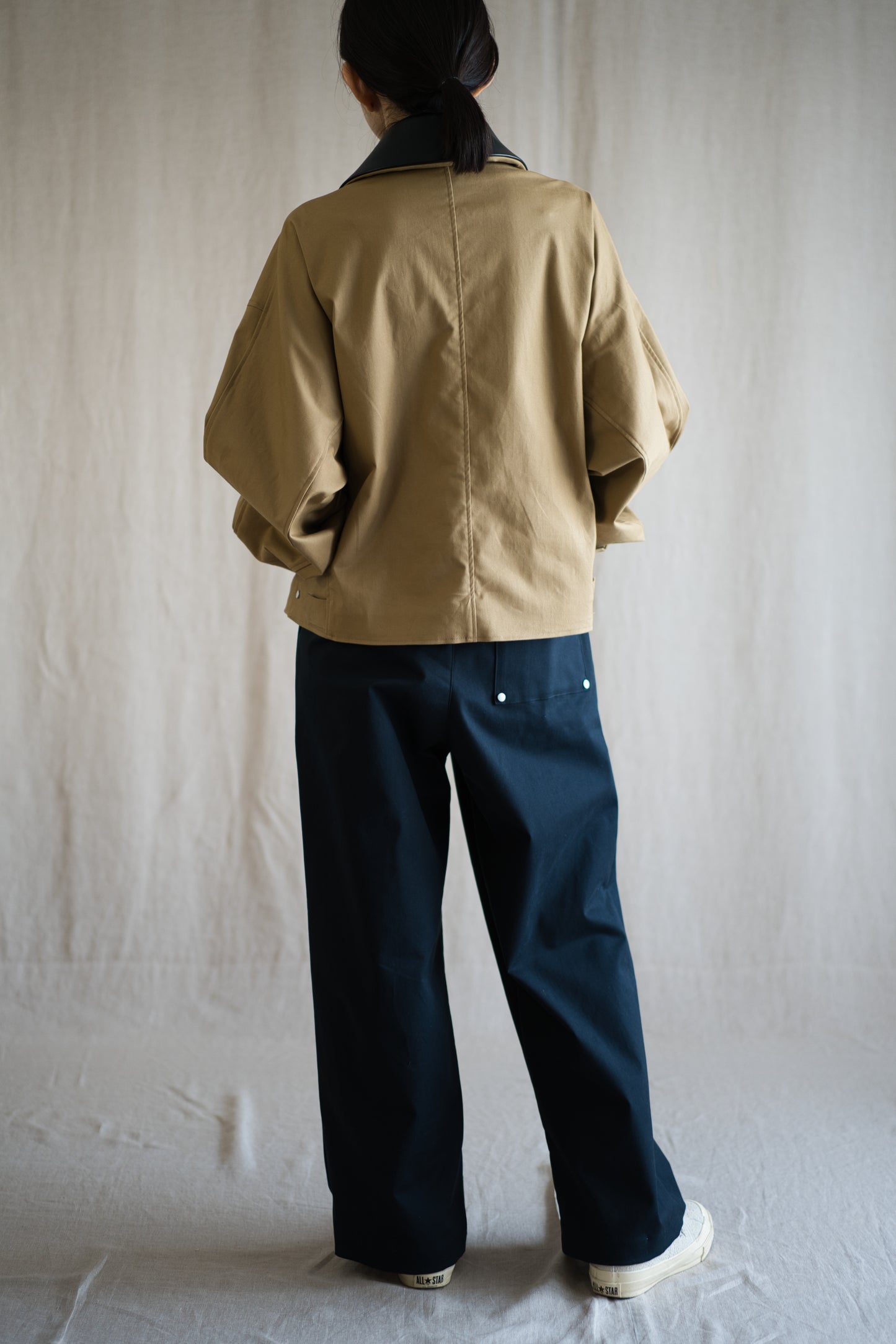 Cotton Twill W Tuck Pants/Navy