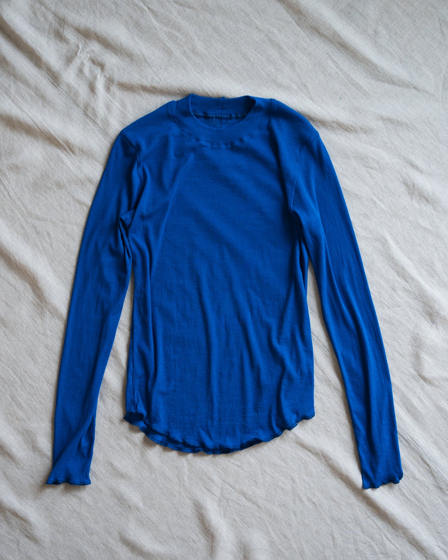 Sheer Rib Crew neck Long-Sleeved T/Royal Blue