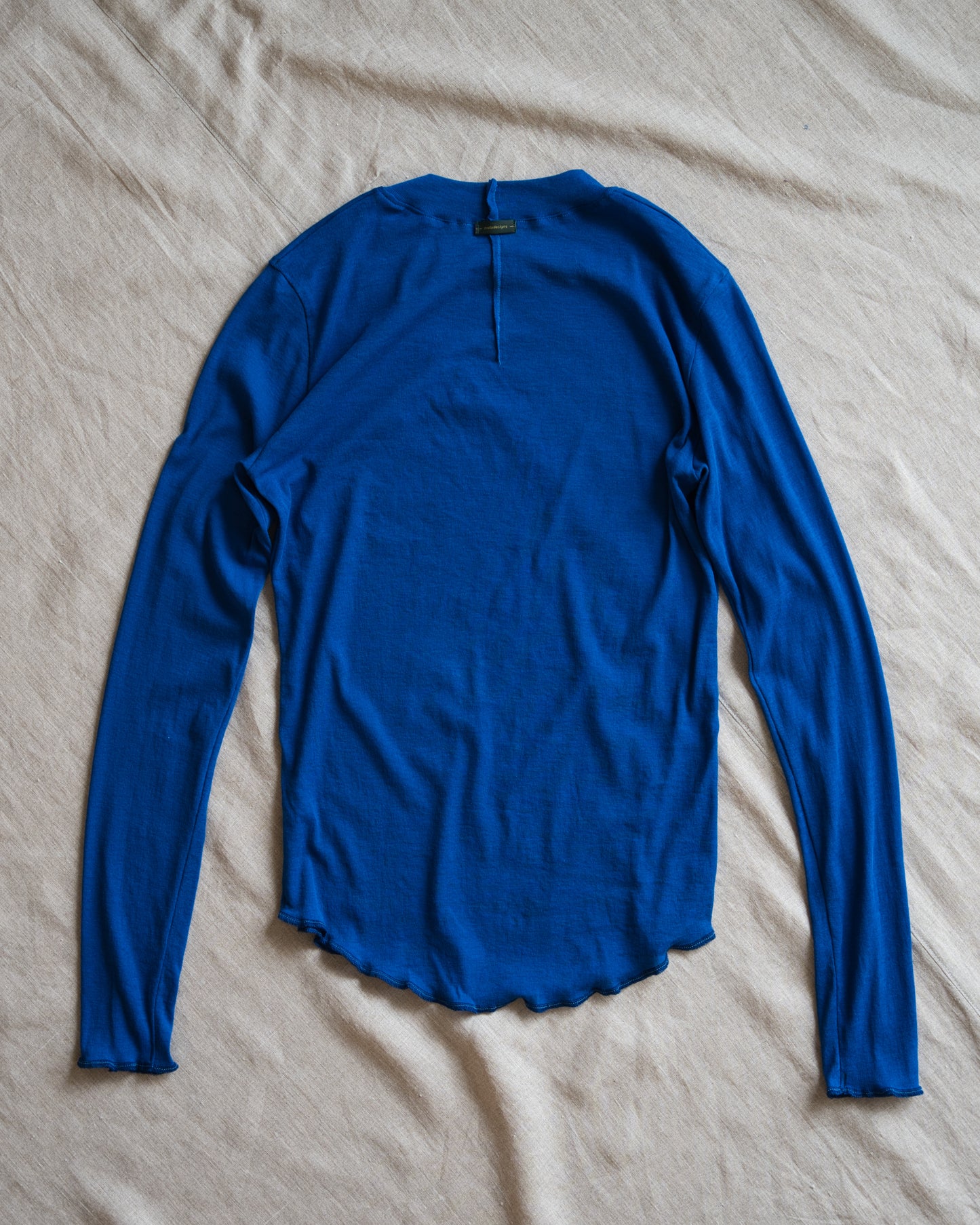 Sheer Rib Crew neck Long-Sleeved T/Royal Blue