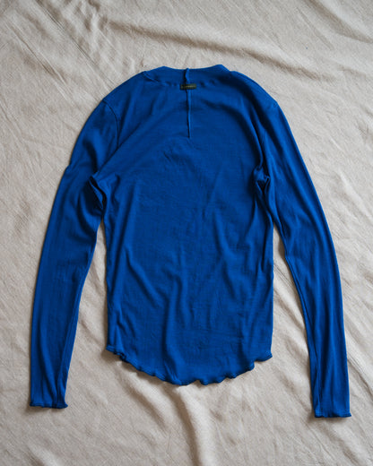 Sheer Rib Crew neck Long-Sleeved T/Royal Blue