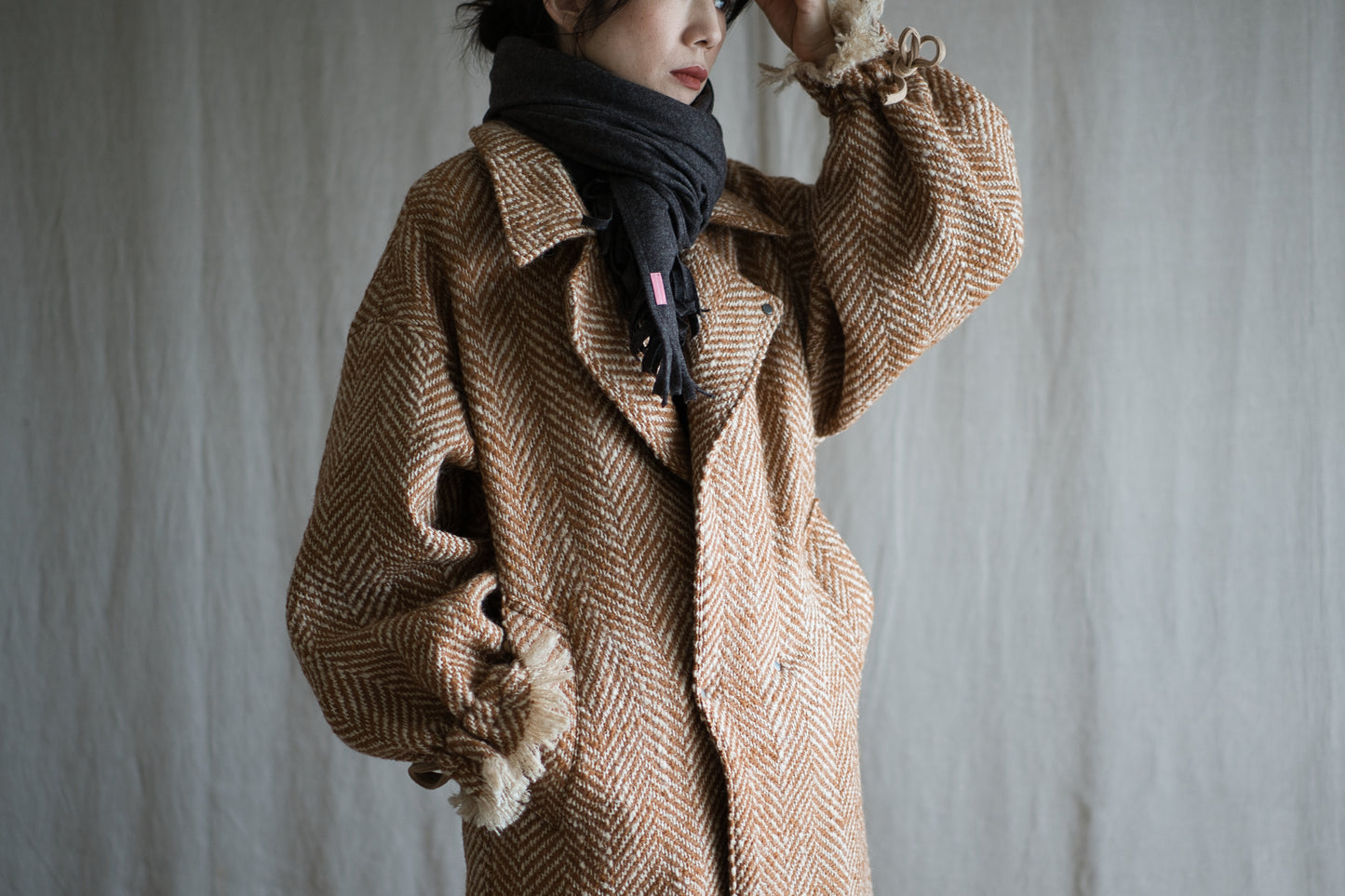 ロービングウールチェスターコート/Roving Wool Chester Coat/Gold Brown